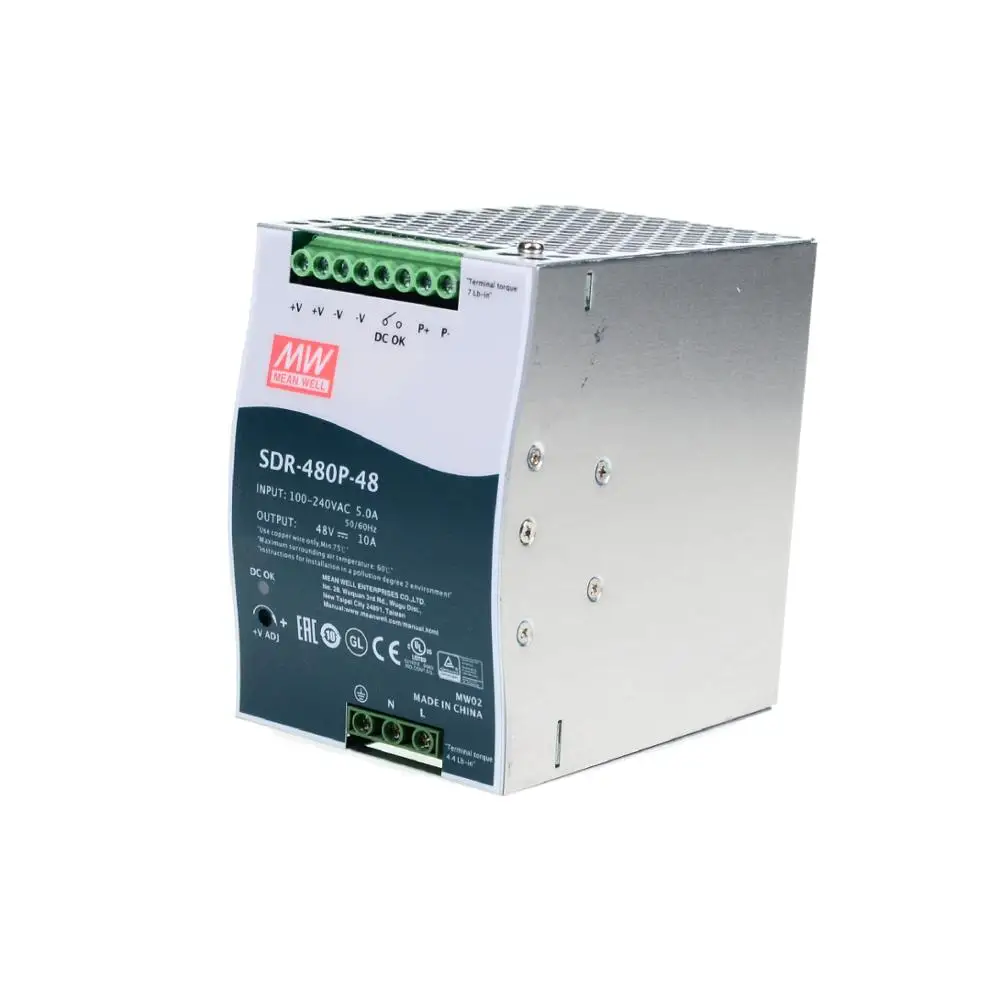 

Оригинал, Mean Well SDR-480P-48, промышленная DIN-рейка с одним выходом, постоянный ток, 48 В, 10 А, 480 Вт, с функцией PFC, источник питания