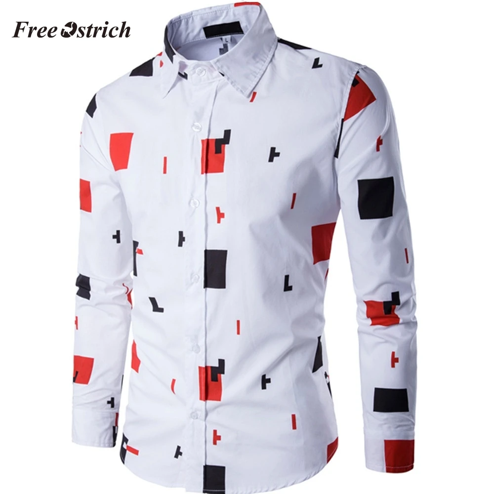 Бесплатная Страусиная модная мужская Повседневная рубашка с длинным рукавом