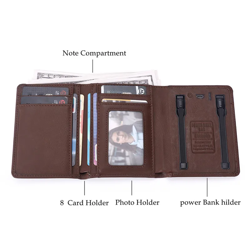 Смарт кошелек 2020 с USB зарядкой адаптируется для Ipone и Android емкость 4000 мАч 3 цвета