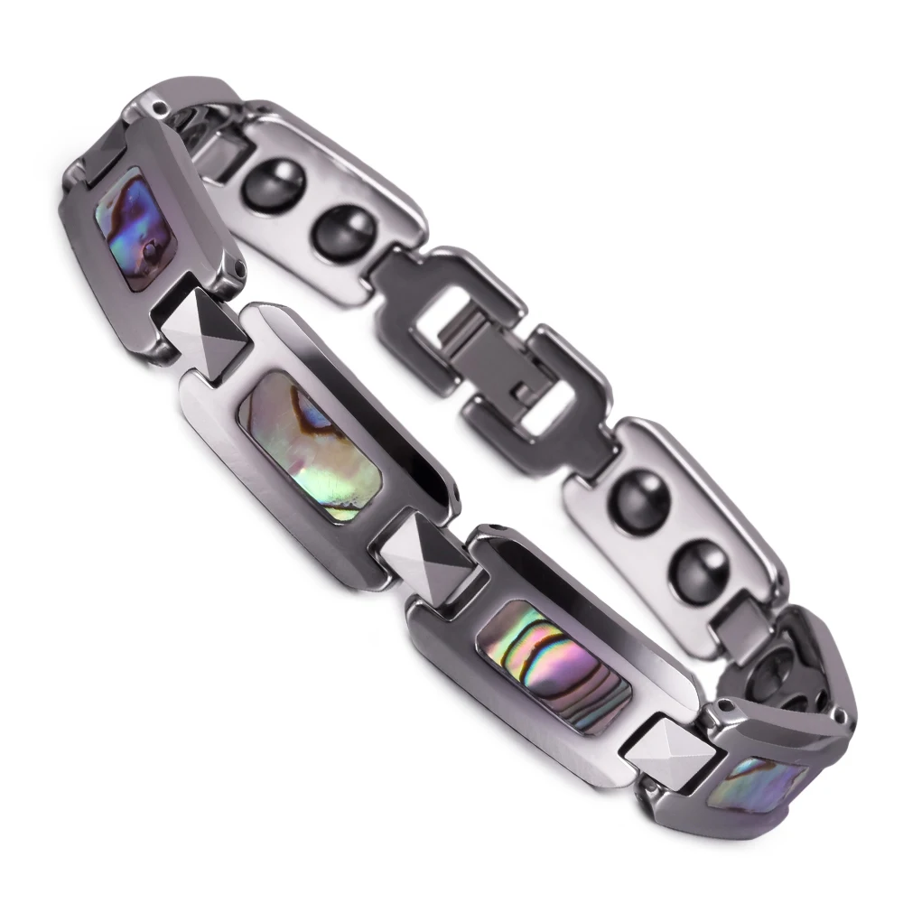Anti-scratch Magnetic Tungsten Bracelet for Women Colorful Shell Tungsten Carbide Bracelet Femme Chain Hematite Energy Bracelet