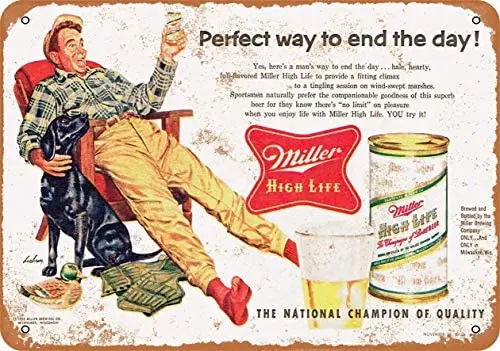 

1955 Miller High Life and Hunting Retro Street Sign Household Metal TinSign Bar Cafe Car Garage Decoration Supplies12 X 8 Inch