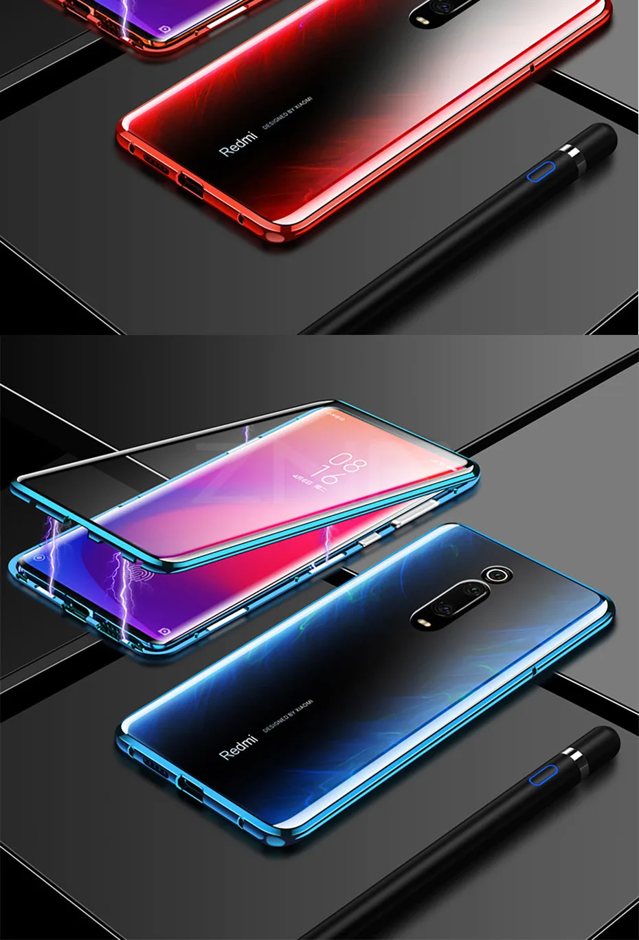 ZNP Магнитный адсорбционный металлический чехол для телефона для Xiaomi 8 9 SE 9T Pro двухсторонний стеклянный Магнитный чехол для Redmi Note 7 K20 Pro чехол s