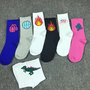 Крутые носки для взрослых размера Блейзер пламя средней длины кактусы трактор пистолет ракушка морская улитка банан ракушка динозавр огонь