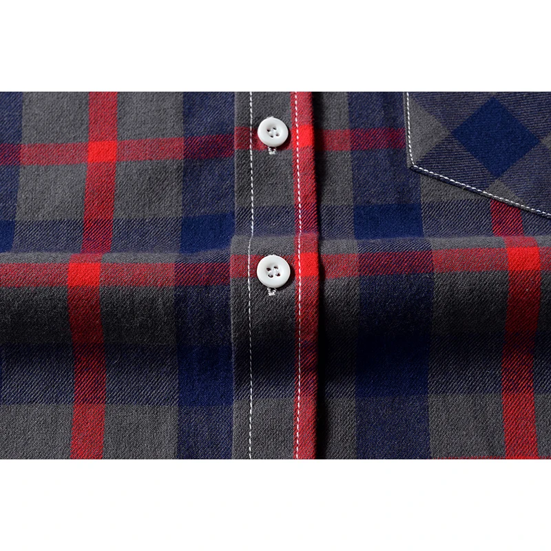 Aoliwen brand Casual plaid shirt men’s multi-style button decoration street trend pure cotton long-sleeved shirt men
