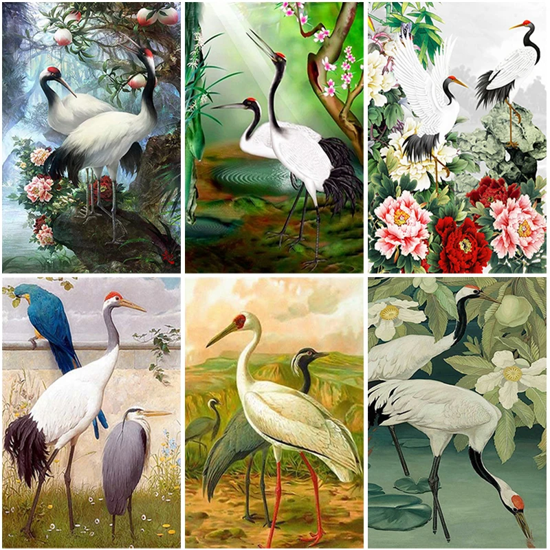 

Full Round Square Drill Diamond Diy Cross Embroidery Painting Red-Crowned Crane Mosaic Interior Decoration Rhinestone Drills