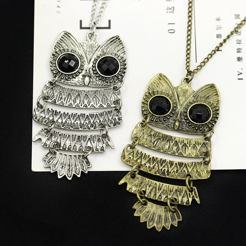 Прямая поставка винтажное ожерелье с подвеской в виде совы кристаллами для