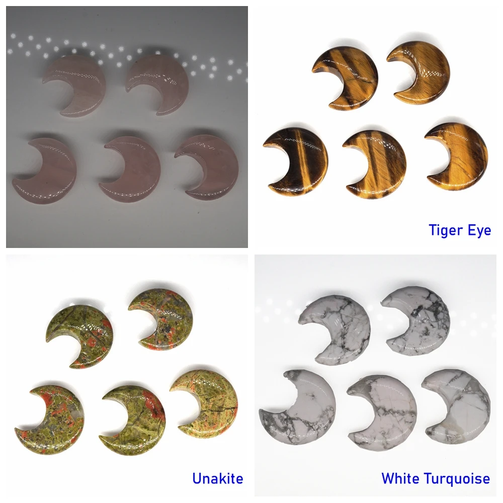 Статуя в форме Луны 30 мм натуральный хрустальный камень цветной талисман лечение