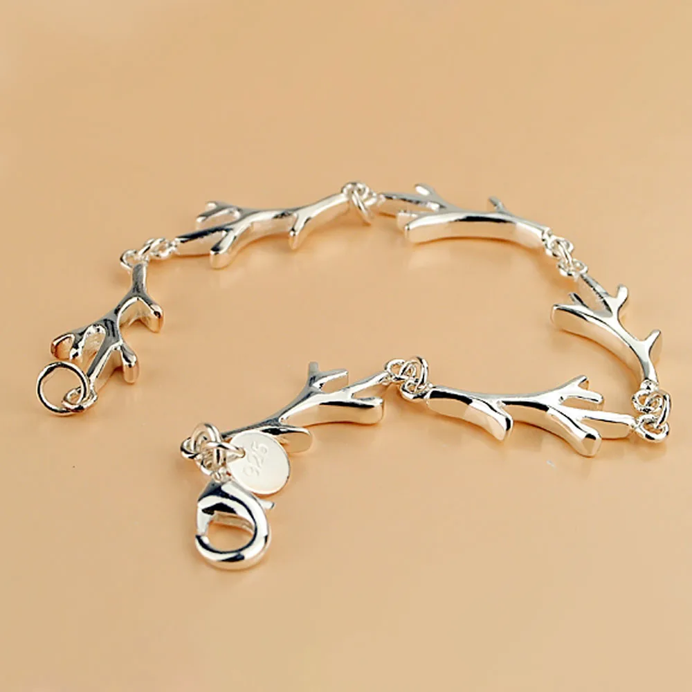 Женский Браслет из серебра 925 пробы с подвеской в виде ветки 20 см|sterling silver bracelet|solid