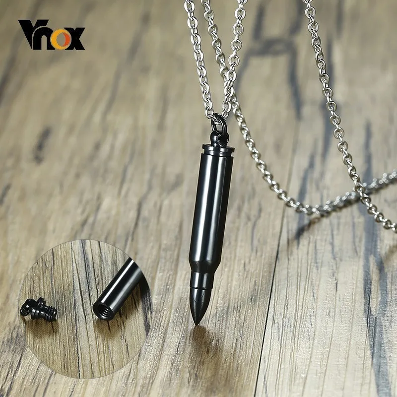 Vnox винтажные полые ожерелья с пулей для мужчин черный золотой антикварный цвет