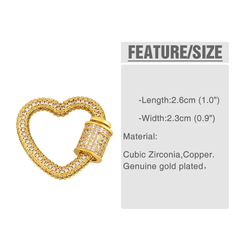 OCESRIO Золотое сердце карабин подвеска Подвески для изготовления ювелирных