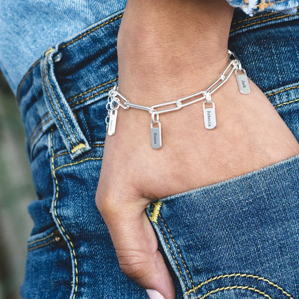 Браслет-цепочка из нержавеющей стали с гравировкой имени |