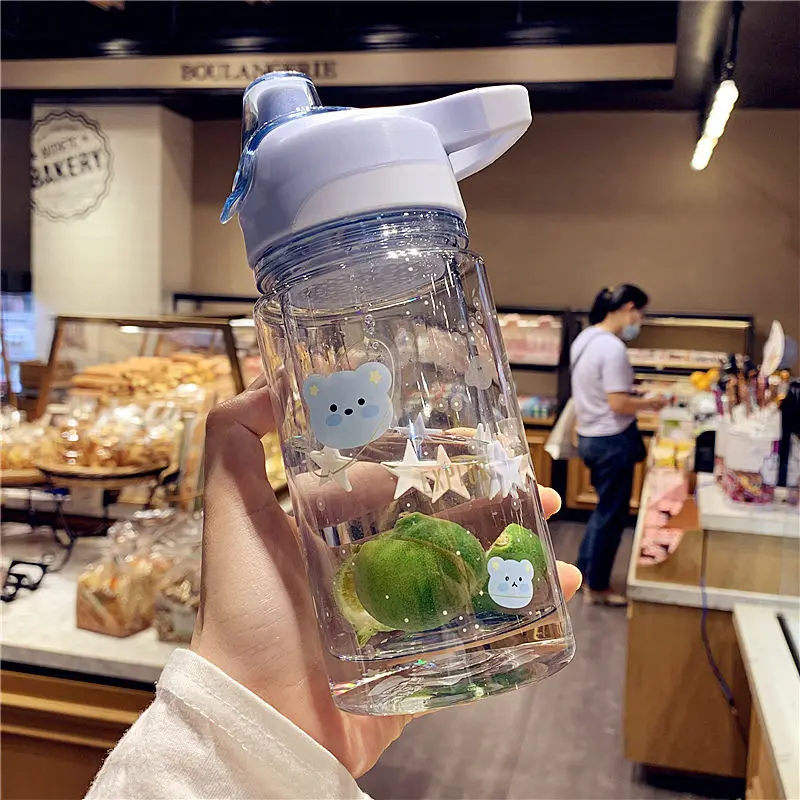 

Double layer water cup female Korean students lovely high value tea separate tea cup net red plastic cup