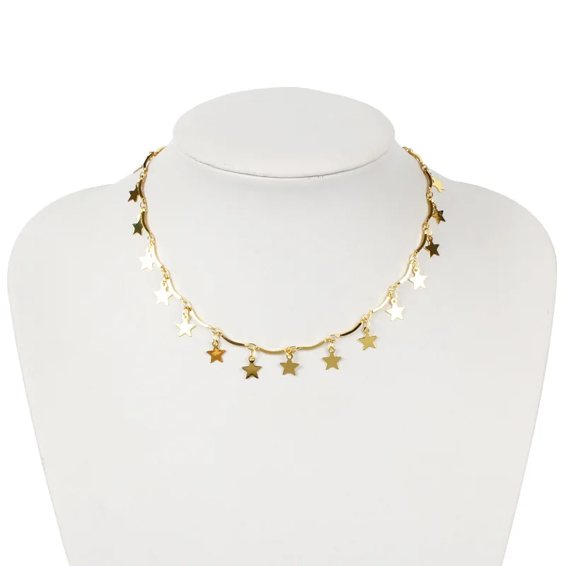 Модное изысканное ожерелье до ключицы со звездами очаровательное женское