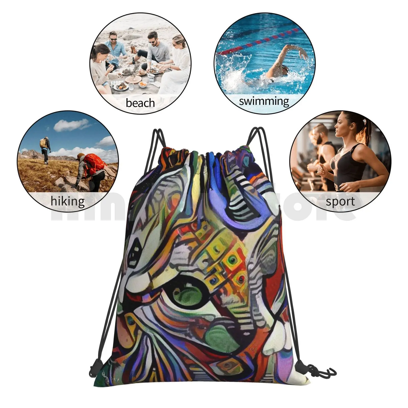

Moonlight By Dianne  Backpack Drawstring Bags Gym Bag Waterproof Dianne Diannemeinke Acrylic Painter Cat Cats Kittens