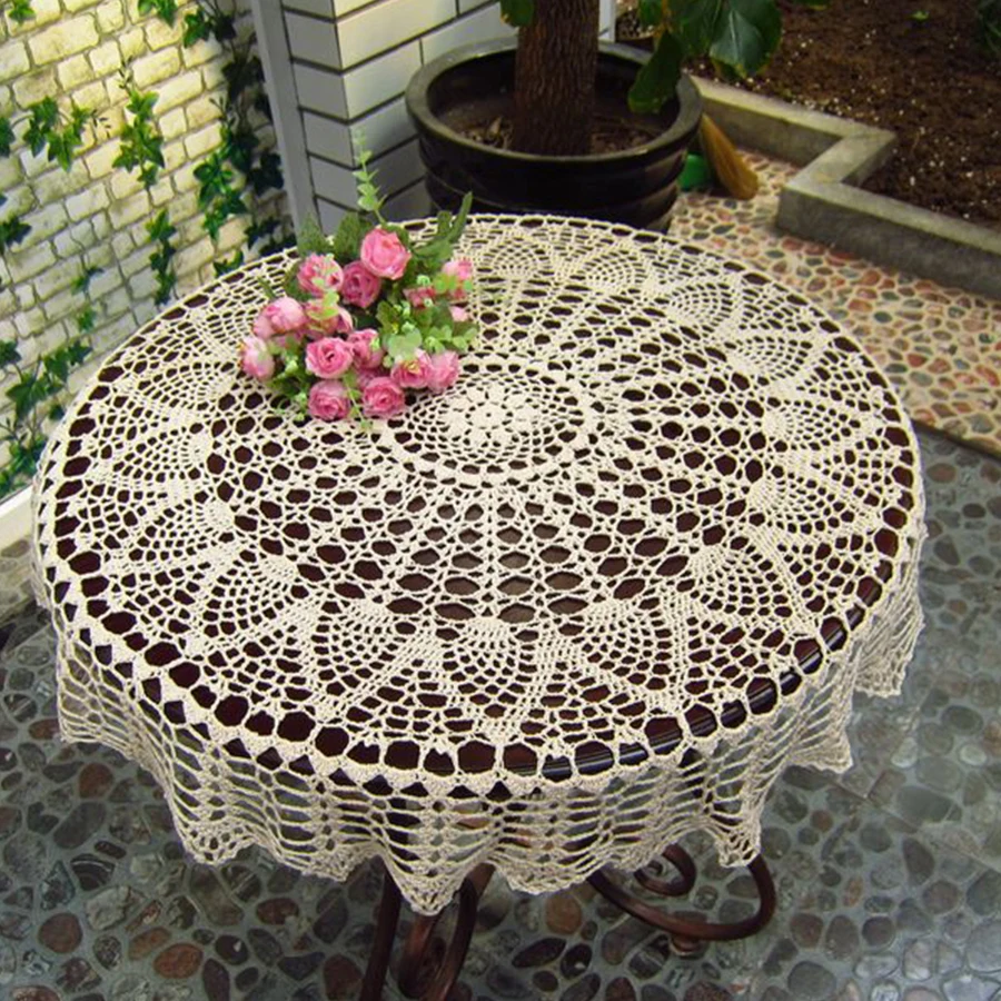 

Handmade Crochet Coasters Cotton Lace Cup Mat Placemat 70/ 80/ 90 CM RD Shabby Chic Vintage DIY Crocheted Table Cloth