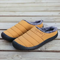 nine oclock fashion men plush shoes outdoor quality light couple flats mules winter warm lined anti skid footwear large size