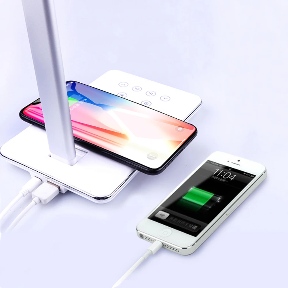 СВЕТОДИОДНЫЙ беспроводной заряжающаяся настольная лампа для Iphone 11 Pro samsung Xiaomi huawei