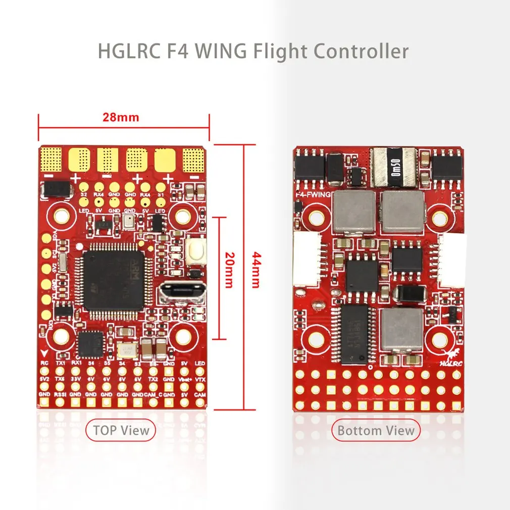 

HGLRC F4 Wing Flight Controller FC for Fixed-Wing Racing Drone Built-in Barometer and Galvanometer PDB 2S -6S 8S Lipo