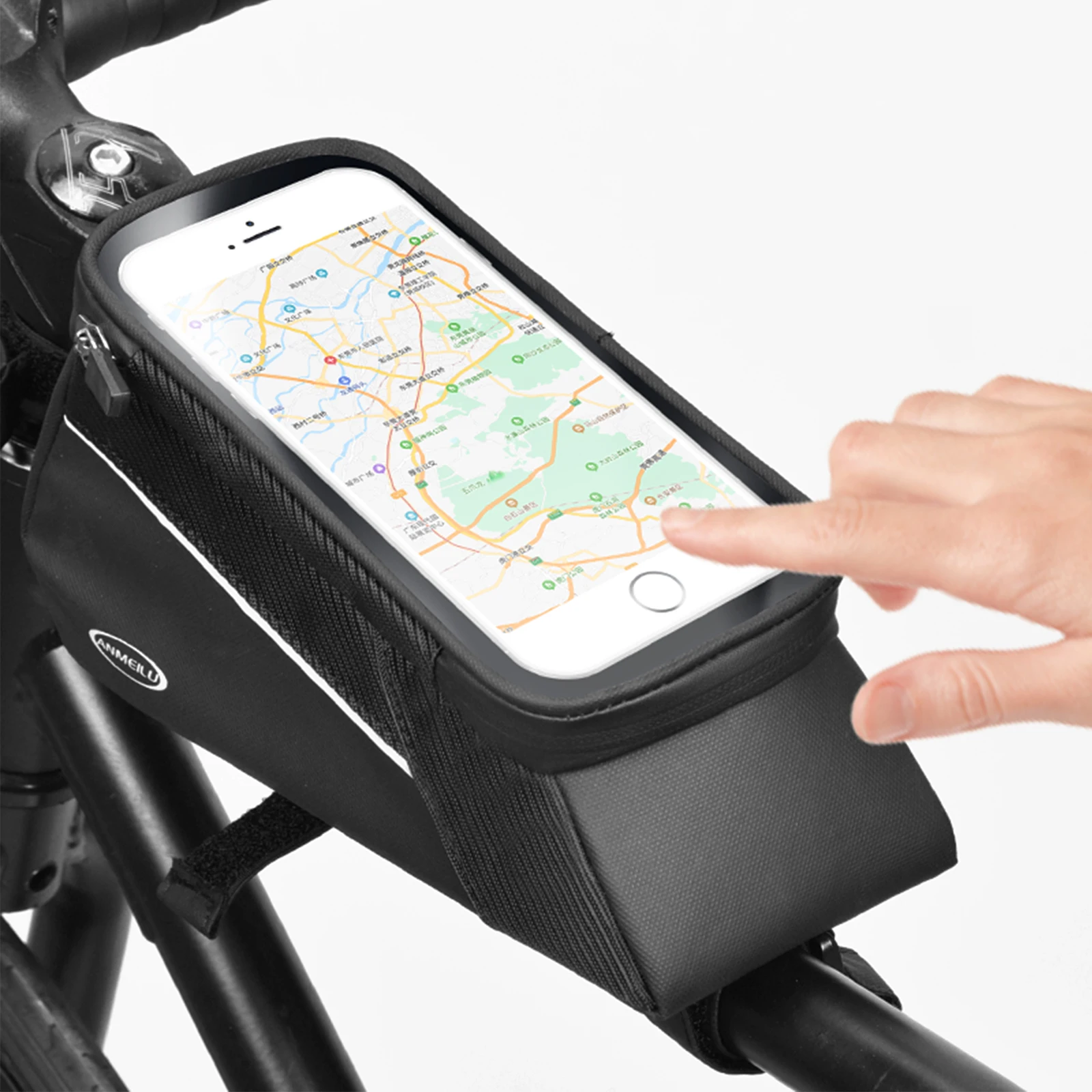 

Bicycle Bag Waterproof Top Tube Phone Bag IPhone X, 8 Plus 7 Front Frame Mountain Bicycle Touch Screen Cell Phone Holder Pouch