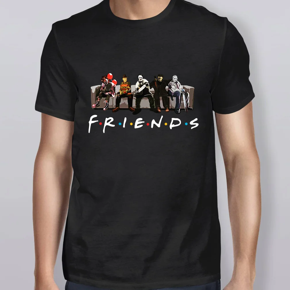 

Horror Friends Halloween Men's T-Shirt Summer Cotton Short Sleeve O-Neck Unisex T Shirt New S-3XL