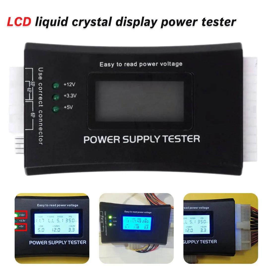 Digital LCD PC Computer electronic ATX Power Supply Tester 20/24 Pin Measuring Diagnostic Tool | Инструменты