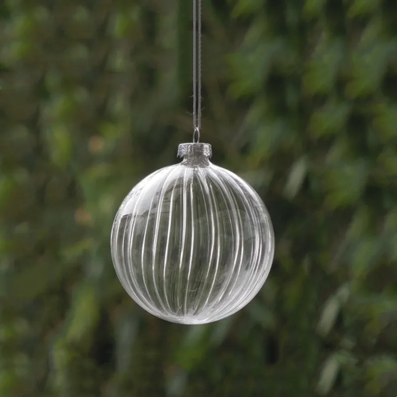 

Free Shipping 2pcs/pack Diameter=6cm Mini Size Transparent Striped Glass Ball Home Decoration Christmas Day Tree Hanging Globe