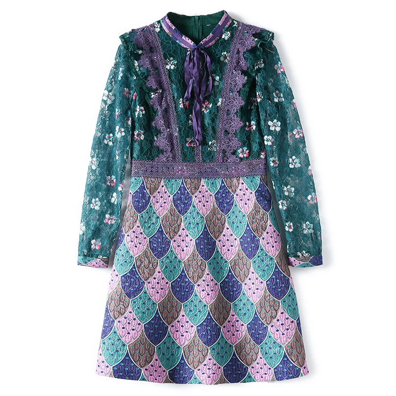 

Laurence family RMOJUL new spring/summer 2021 women's temperament is a leading printing bud splicing jacquard dress