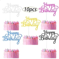 10 pcs glitter cardstock happy birthday cake toppers baby shower kids birthday party favors decorations cake decoration supplies