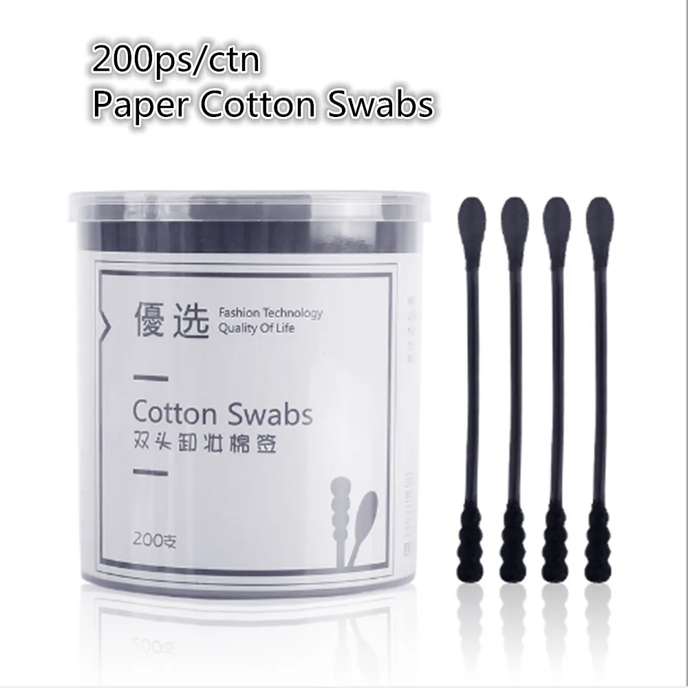 200 шт./упак. двойного использования ватный тампон Черный одноразовые Бумага