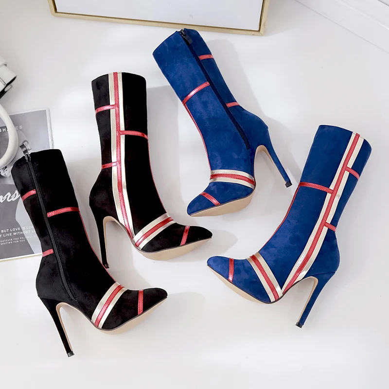 Для женщин роскошный дизайн голубые носки сапоги 2020 пикантная обувь на тонком 11 5