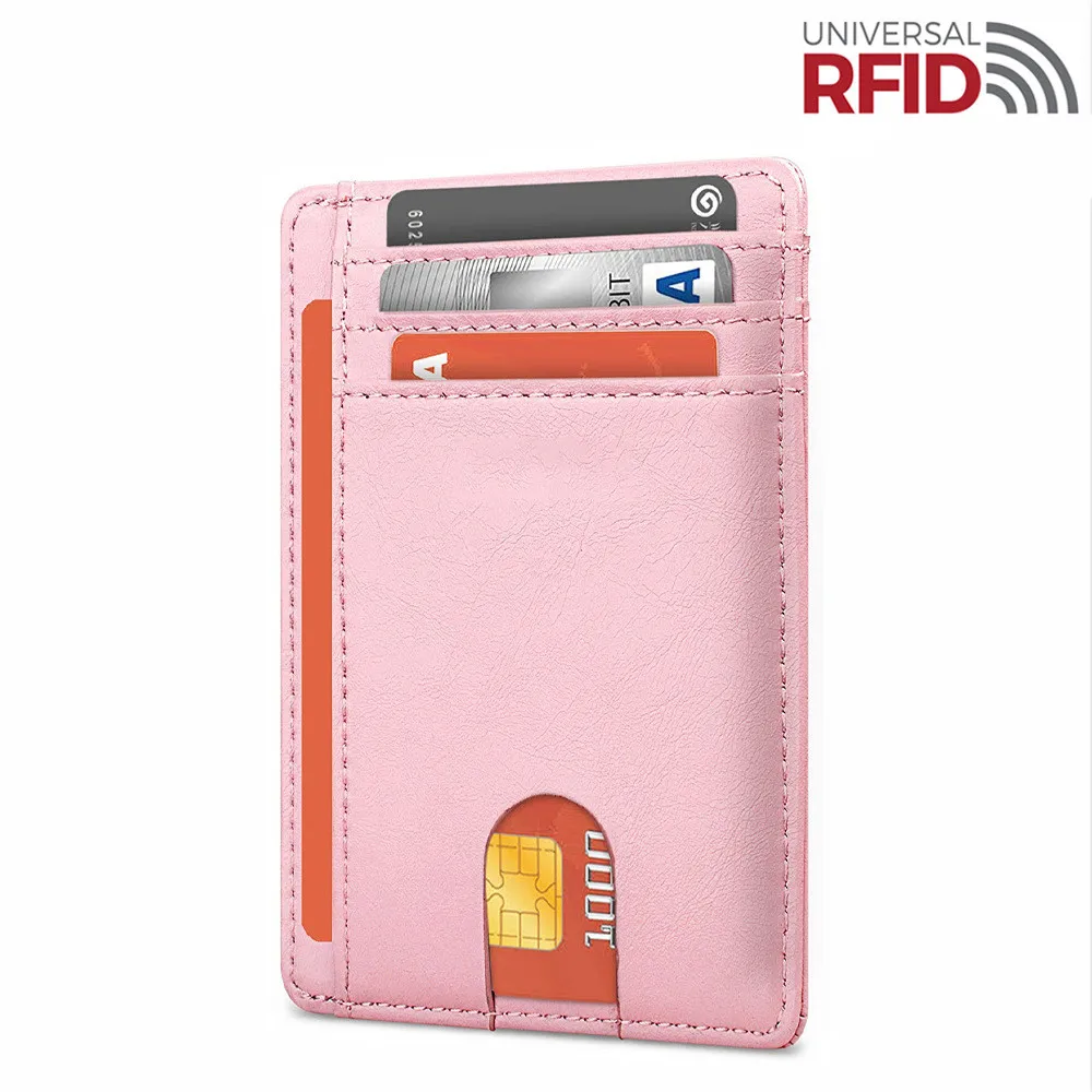 Натуральная кожа RFID Блокировка тонкий и 8 слотов для карт кредитный держатель