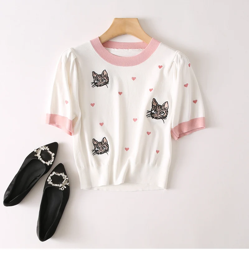 Женская трикотажная футболка с коротким рукавом круглым вырезом | одежда