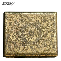 zorro riches and peony 20 pack full copper cigarette case male slim creative personality retro portable birthday gift