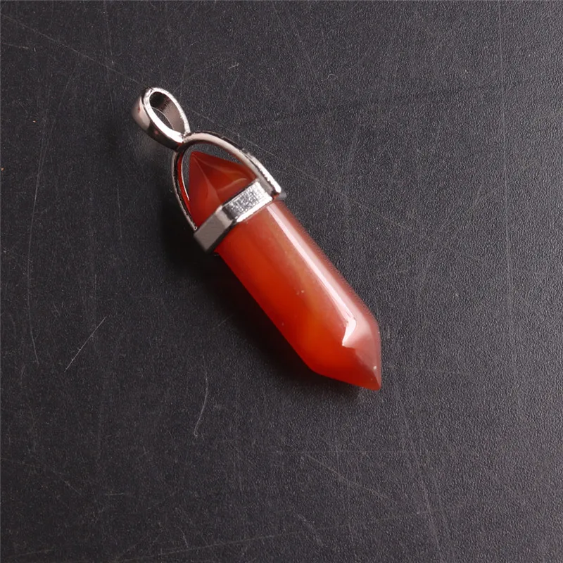 Розовый кристальный карнелиановый ожерелье с гексагональным кулоном-пулей для изготовления ювелирных изделий, используемое в рейки и чакрах для энергетического исцеления. Бесплатная доставка.