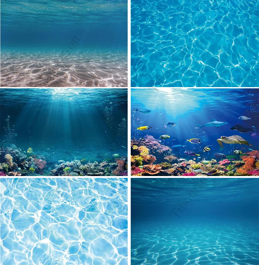 Aquarium Background on Summer Swimming Pool Under The Sea Photo Backdrops for Photos Mermaid Party Birthday Photozone Banners