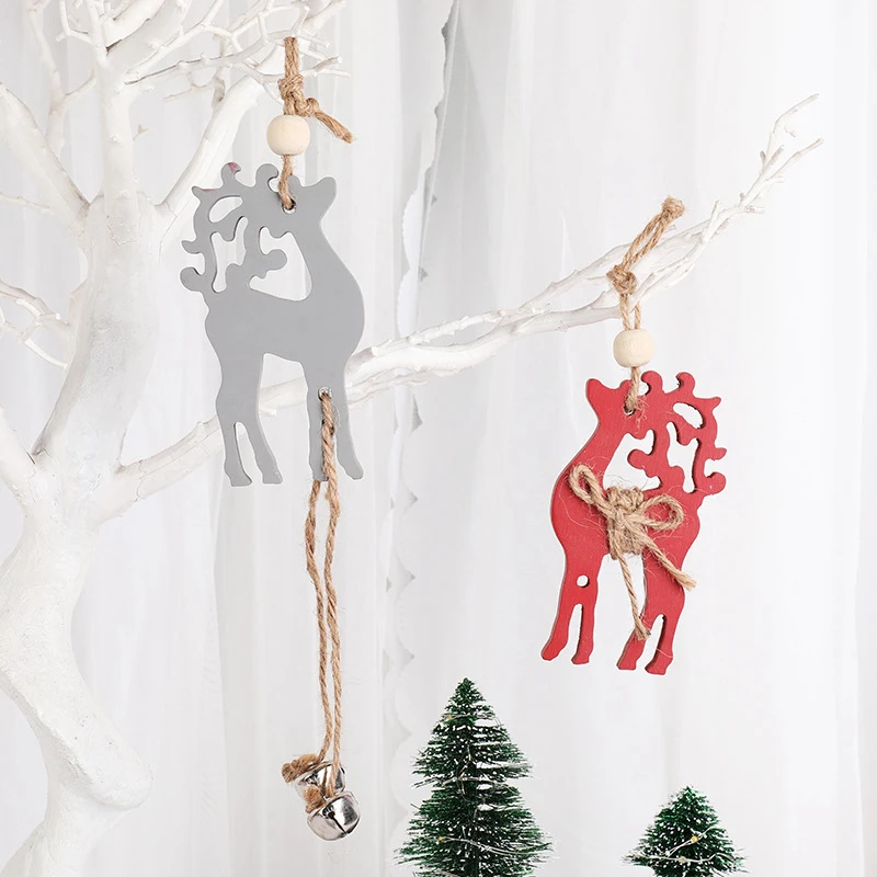 Christmas Tree Ornaments Mini Elk Wooden Doll Pendant New Year 2020 Decorations For Home Xmas Decorative Accessories | Дом и сад