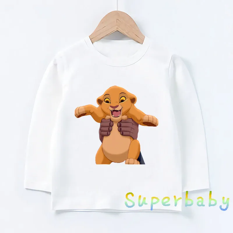 Детская футболка с принтом короля льва милые симпатичные Топы Simba длинным