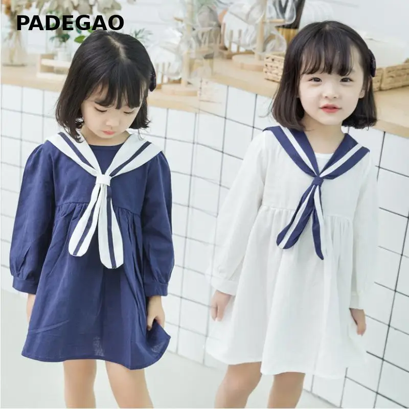 Платье для девочек матросский воротник подходящие цвета хлопковые детские