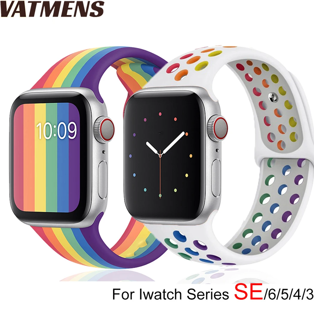 

Strap for Apple watch Band 42mm 44mm 45mm 41mm 40mm 38mm Silicone Sport Pride Edition bracelet belt iwatch series 3 4 5 6 SE 7