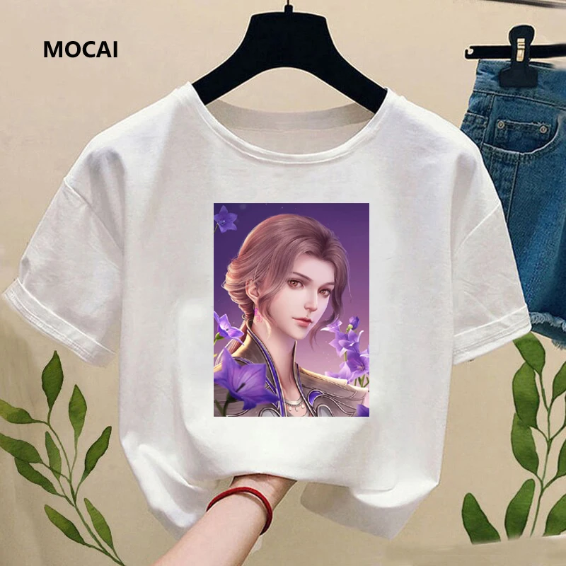 

Douro mainland animation graphic printing lovers street loose T-shirt summer 2021 fashion students cute short sleeves Tops tee