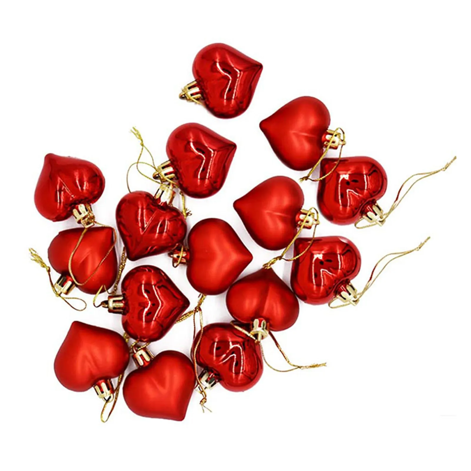 

24pcs Heart Shaped Baubles Heart Valentine's Day Ornament Hanging Decoration Shatterproof for Holiday Party JA55