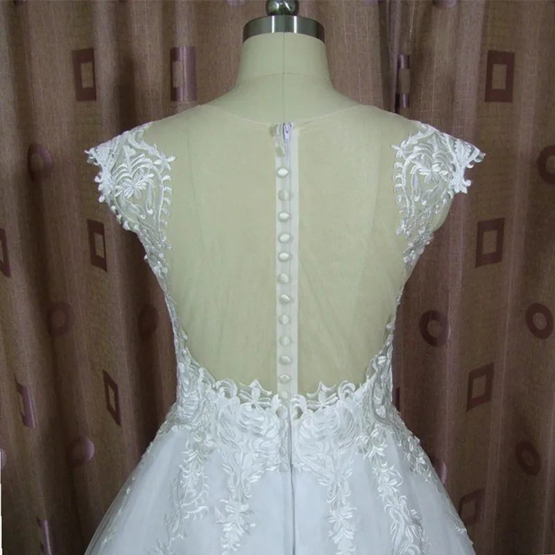 Дешевые иллюзионные Vestido De Noiva o-образным вырезом бальное платье принцессы Свадебное платье с аппликацией роскошное платье невесты сексуальное сзади Robe De Mariee - Цвет: White and Champagne
