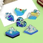 Броши серии океан на заказ, эмалированные значки на булавке в виде морского сердца, песчаного пляжа, Кита, пингвина, полярного медведя для детей, ювелирные изделия для друзей, подарки