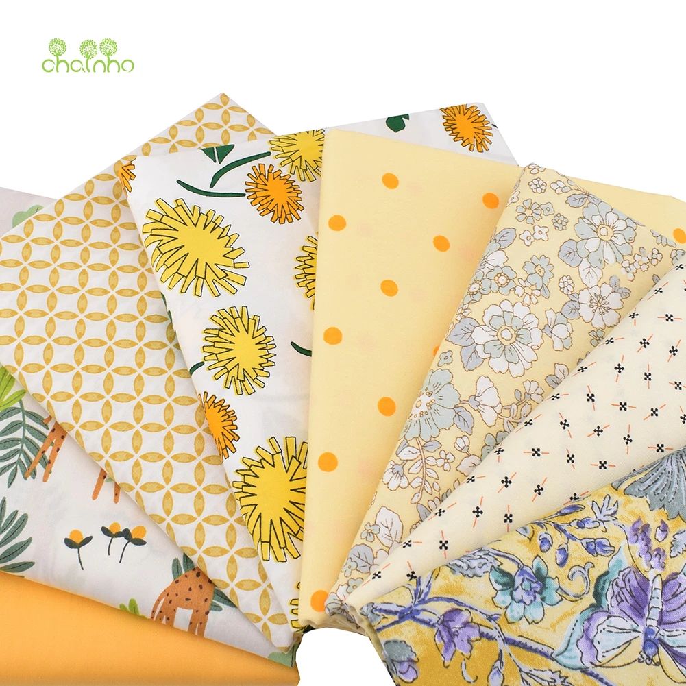 Саржевая хлопчатобумажная ткань 8 шт./лот с цветочным принтом для лоскутного