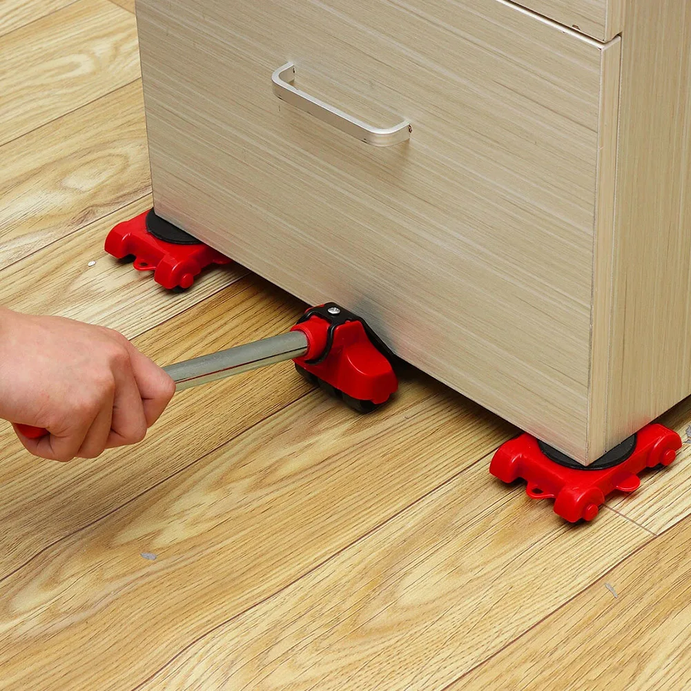

5pcs Ergonomic Transport Tool ABS Car Shape Roller 360 Degrees Rotation Furniture Lifter Mover Mini Portable Sofas Sliders Home