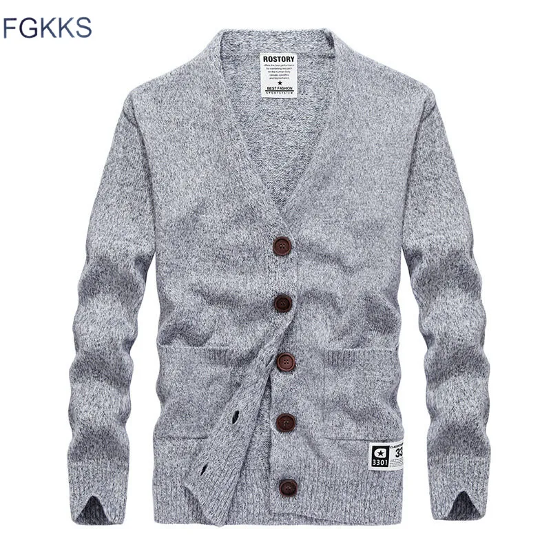 FGKKS качественный брендовый мужской кардиган свитера однотонный приталенный