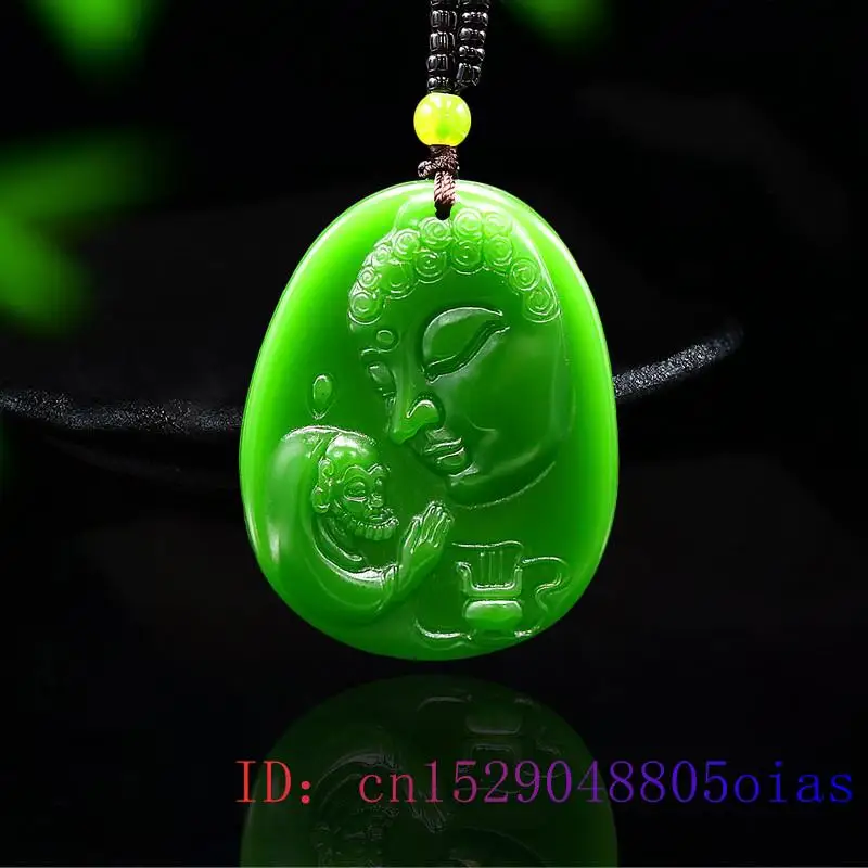 

Green Jade Buddha Pendant Natural Gemstone Chinese Gifts Amulet Necklace Jadeite Fashion Charm Women Men Jewelry Carved