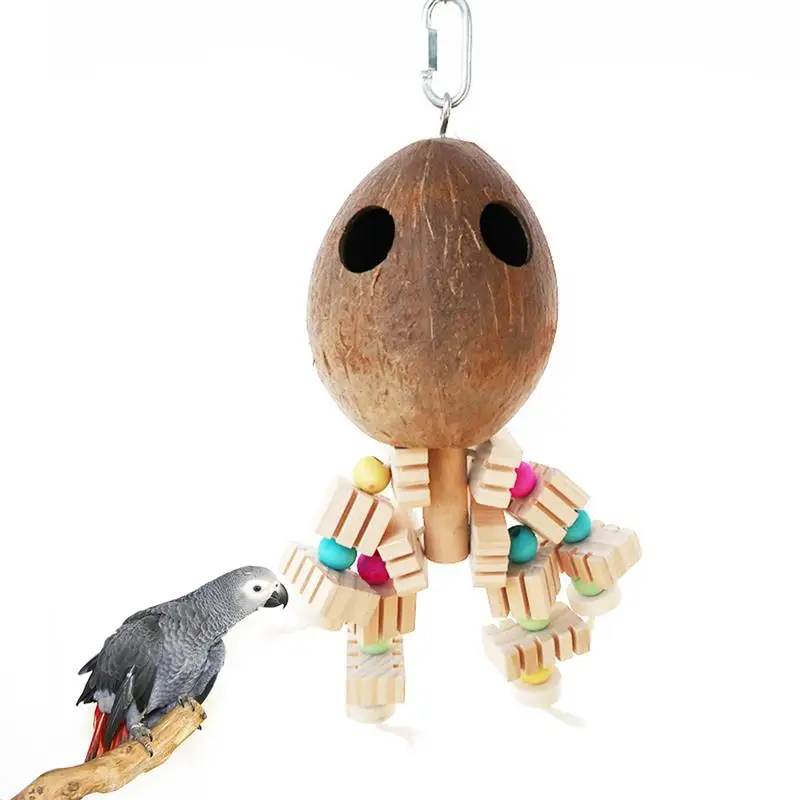

Creative Bird Toys With Wooden Beads Ball Parrots Cage Hanging Toy Pet Bird Parakeet Chew Biting Toys Birds Supplies Accessories