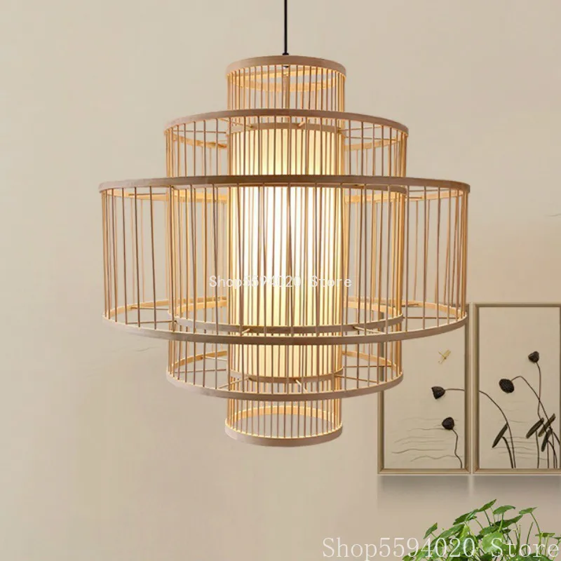Бамбуковая лампа в китайском стиле художественная Люстра для Юго Восточной Азии
