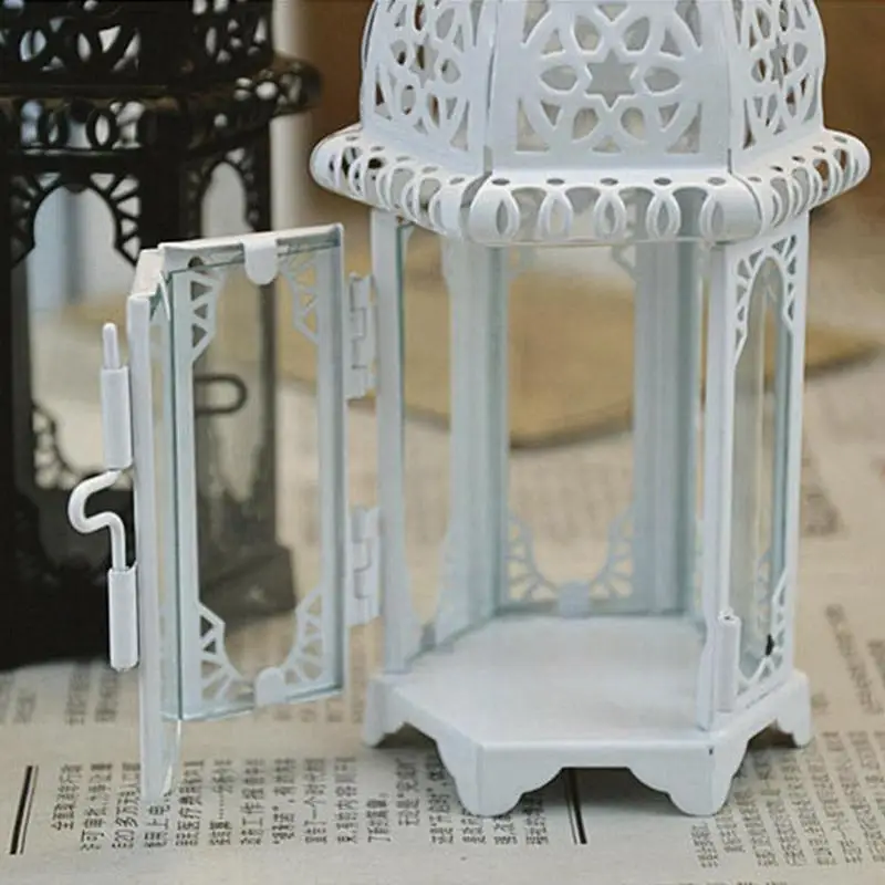 

Moroccan Style Metal Hollow Wedding Hanging Candle Party Candlesticks Iron Holder Lamp Home Glass Vintage Lantern Decor Z2W5